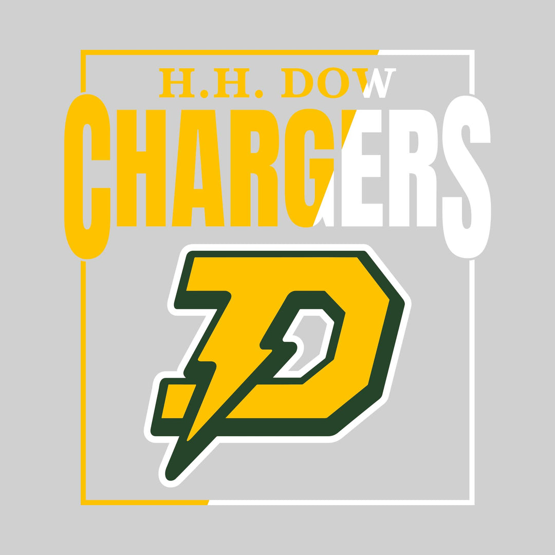 Midland Dow Chargers - Spirit Wear - Split-Color Boxed School Name with Mascot