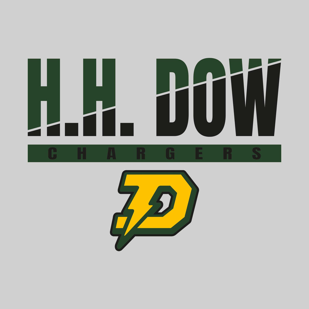 Midland Dow Chargers - Spirit Wear - Diagonal Split-Color School Name with Mascot