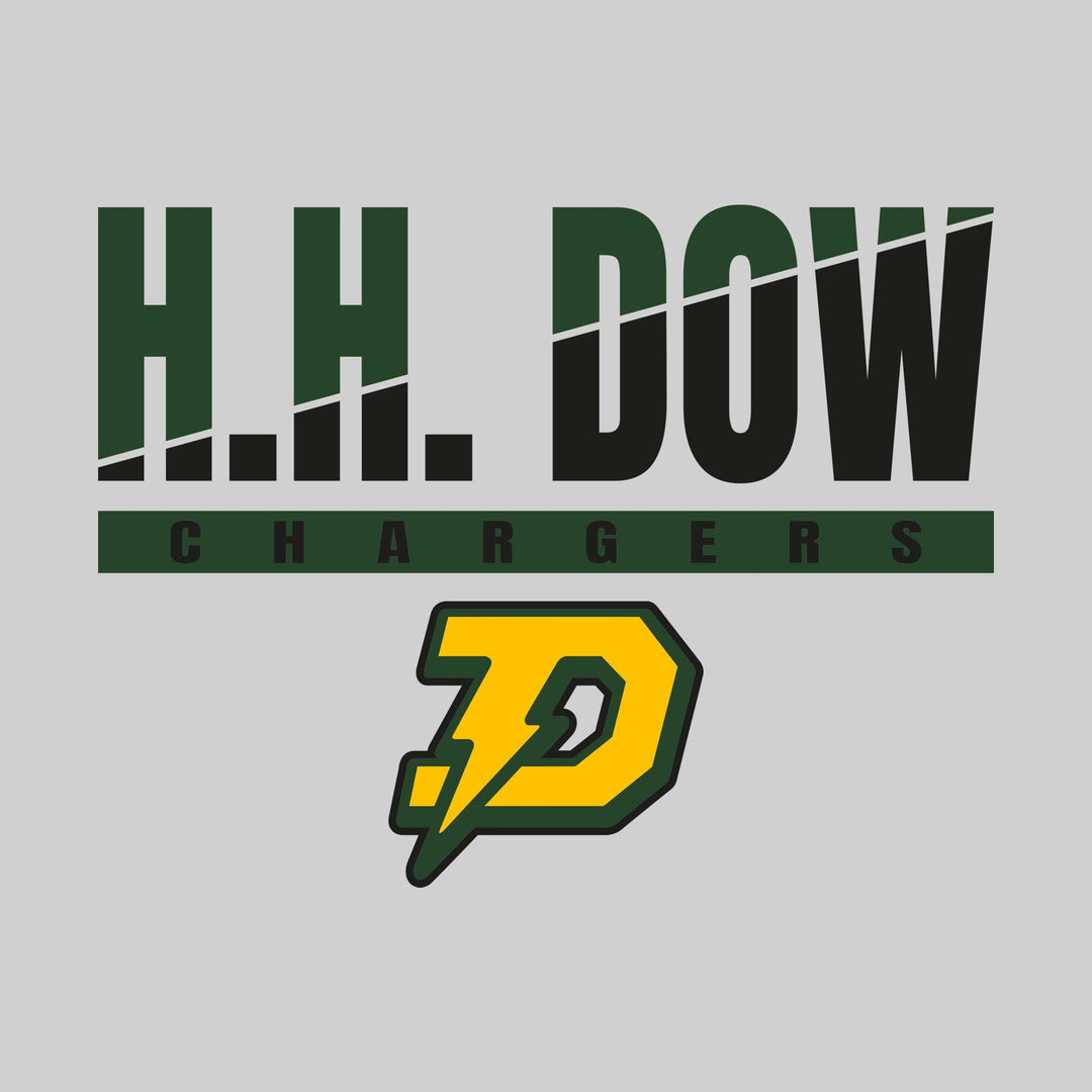 Midland Dow Chargers - Spirit Wear - Diagonal Split-Color School Name with Mascot