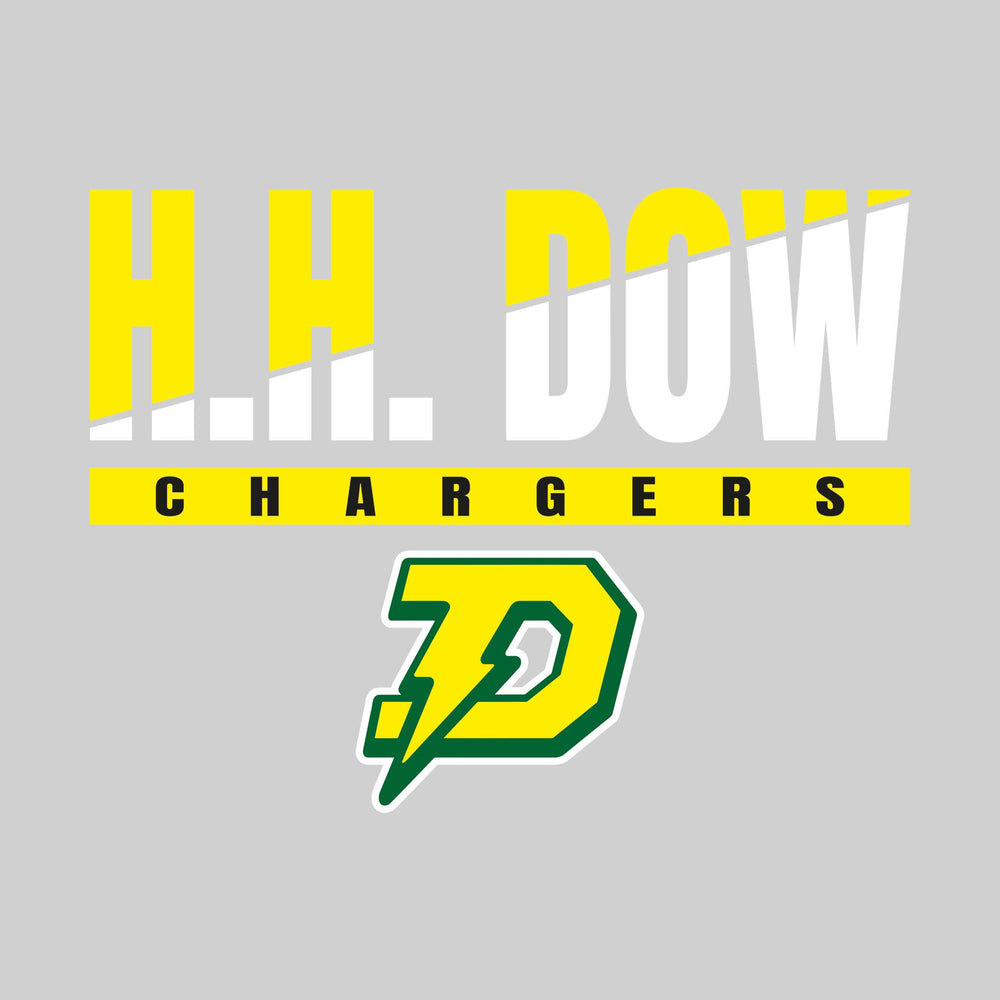 Midland Dow Chargers - Spirit Wear - Diagonal Split-Color School Name with Mascot