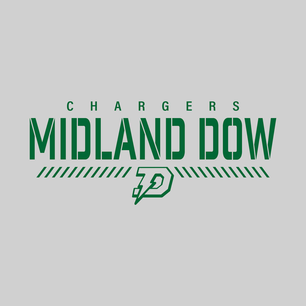 Midland Dow Chargers - Spirit Wear - Stenciled School Name with Mascot