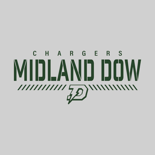 Midland Dow Chargers - Spirit Wear - Stenciled School Name with Mascot