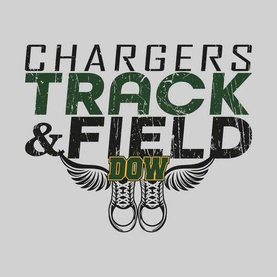 Midland Dow Chargers - Track &amp; Field - Slanted Text with Winged Shoes