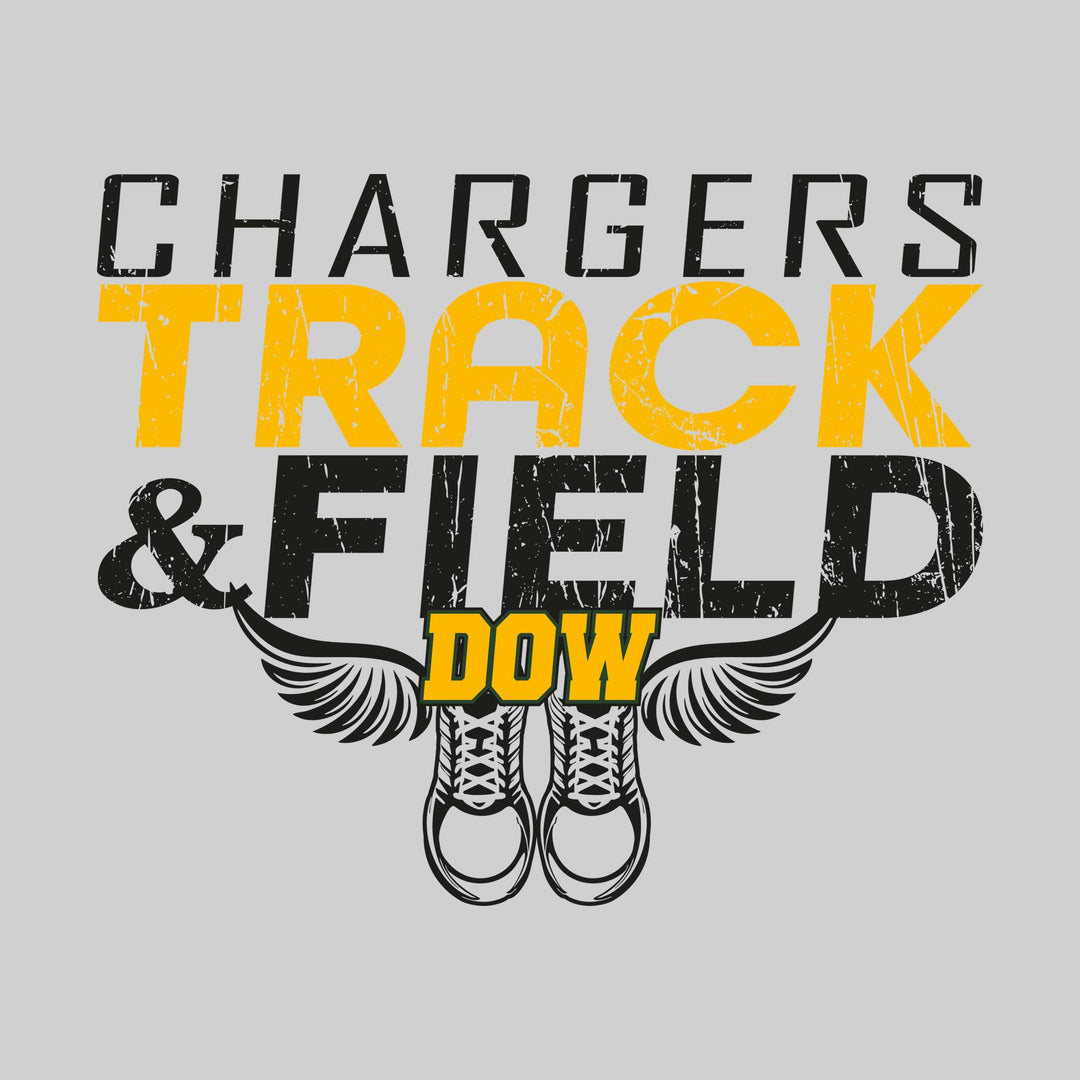 Midland Dow Chargers - Track &amp; Field - Slanted Text with Winged Shoes