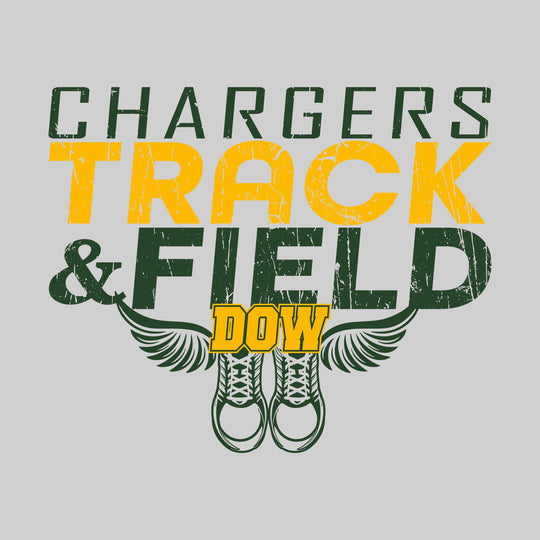 Midland Dow Chargers - Track &amp; Field - Slanted Text with Winged Shoes
