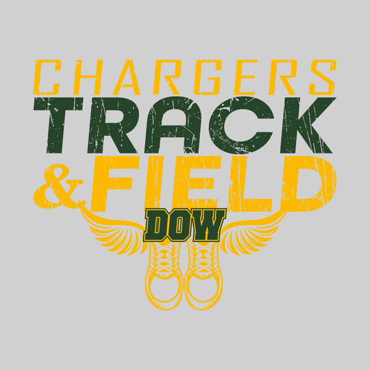 Midland Dow Chargers - Track &amp; Field - Slanted Text with Winged Shoes