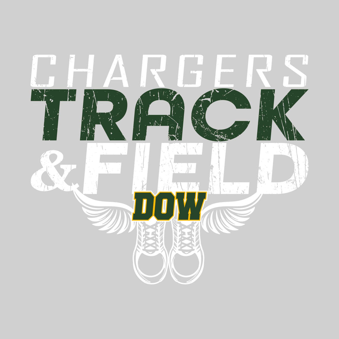 Midland Dow Chargers - Track &amp; Field - Slanted Text with Winged Shoes