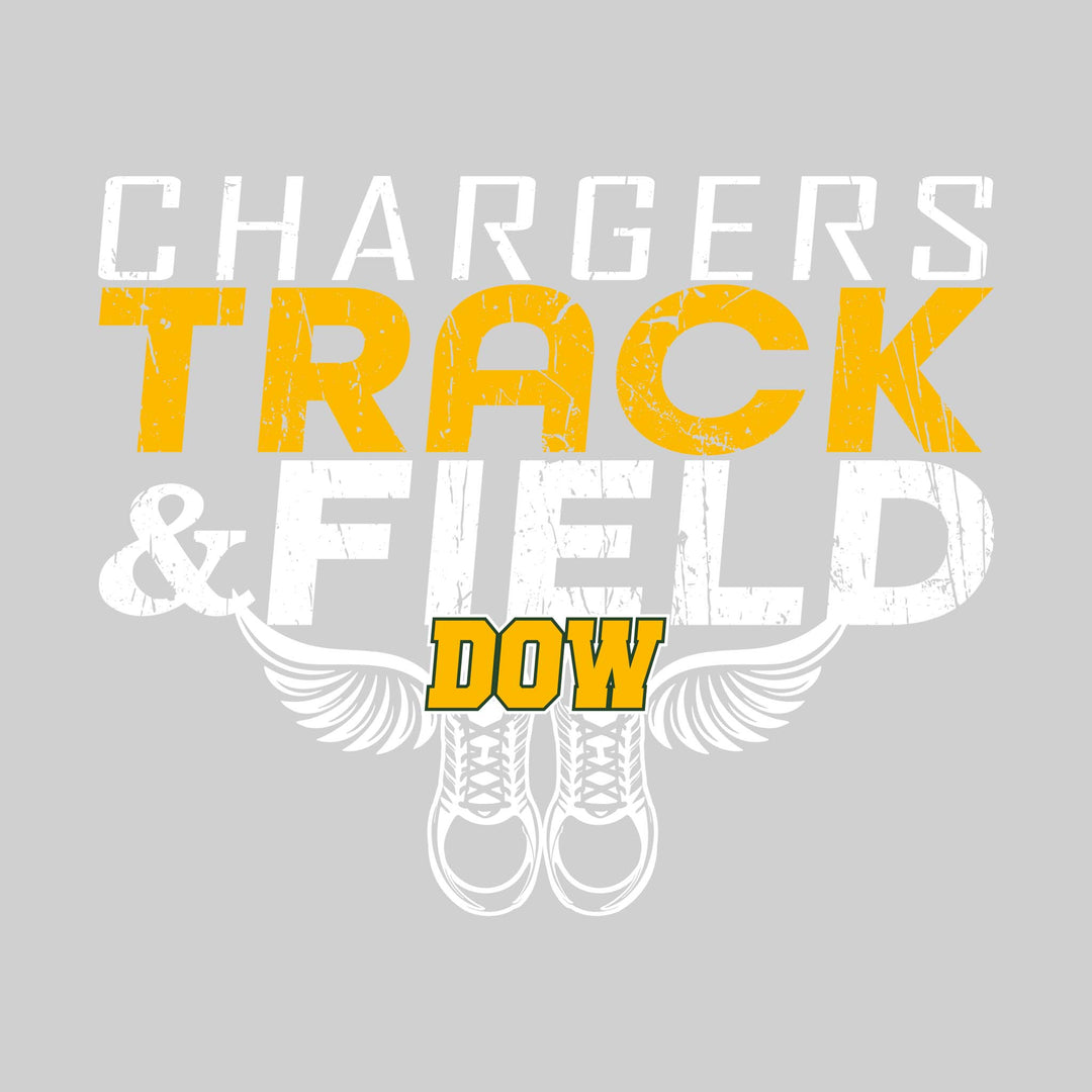 Midland Dow Chargers - Track &amp; Field - Slanted Text with Winged Shoes