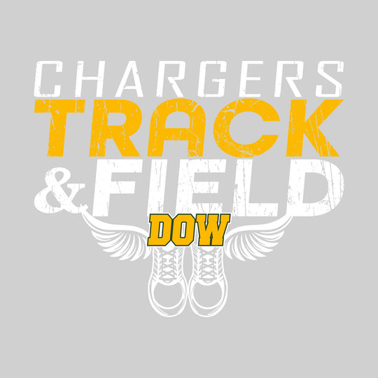 Midland Dow Chargers - Track &amp; Field - Slanted Text with Winged Shoes