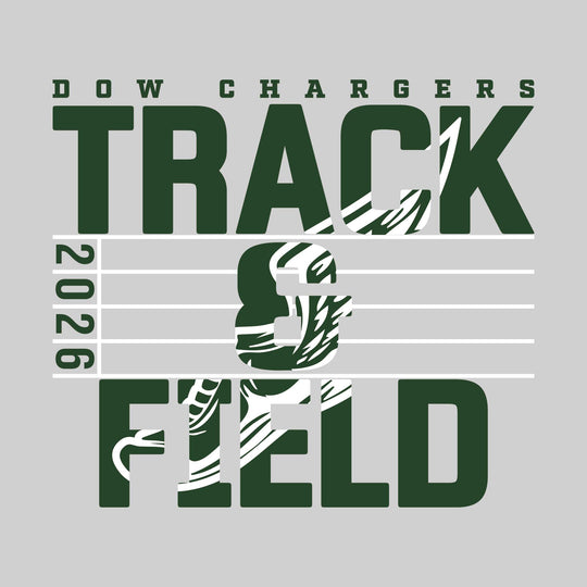 Midland Dow Chargers - Track &amp; Field - Track Lanes with Year and Winged Shoe
