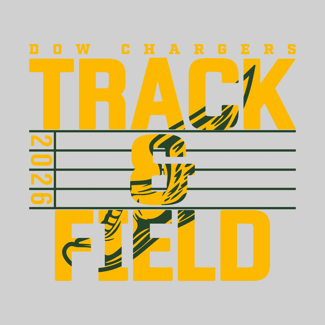 Midland Dow Chargers - Track &amp; Field - Track Lanes with Year and Winged Shoe