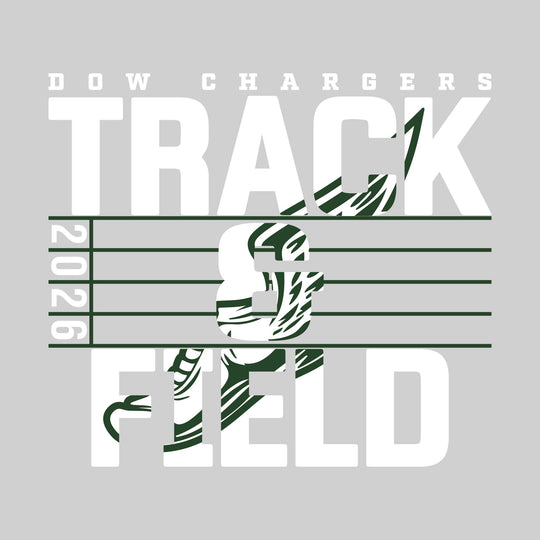 Midland Dow Chargers - Track &amp; Field - Track Lanes with Year and Winged Shoe