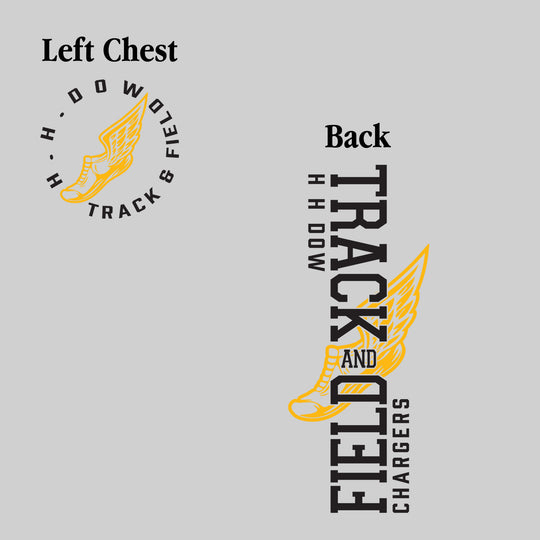 Midland Dow Chargers - Track &amp; Field - Vertical Track &amp; Field with School Name and Winged Shoe