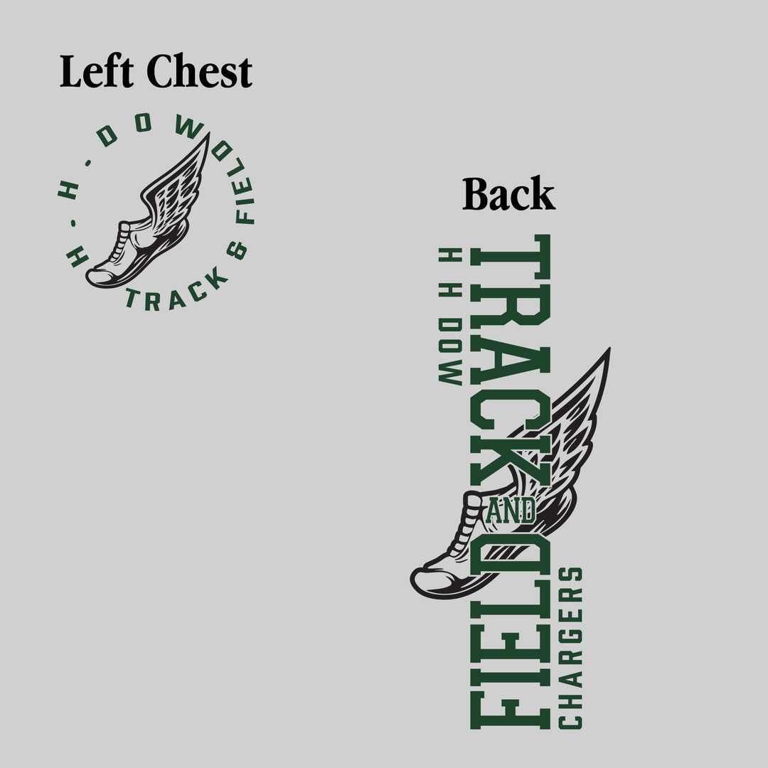 Midland Dow Chargers - Track &amp; Field - Vertical Track &amp; Field with School Name and Winged Shoe