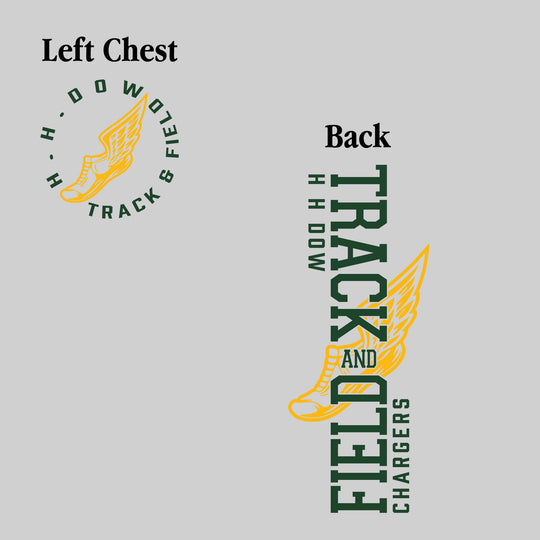 Midland Dow Chargers - Track &amp; Field - Vertical Track &amp; Field with School Name and Winged Shoe