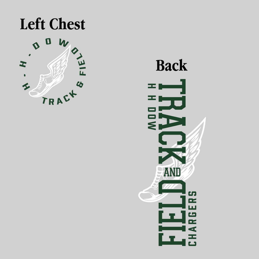 Midland Dow Chargers - Track &amp; Field - Vertical Track &amp; Field with School Name and Winged Shoe
