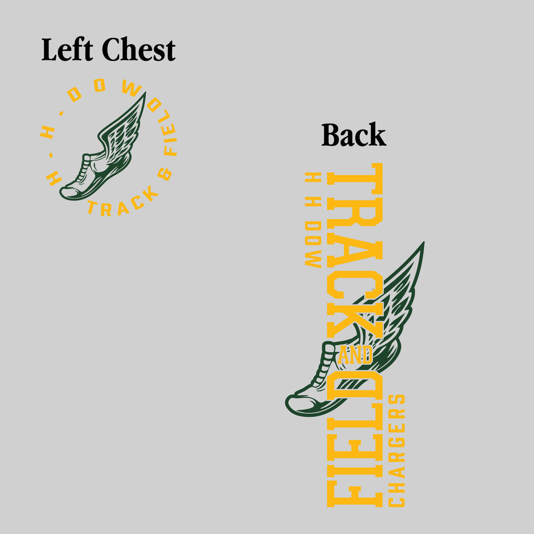 Midland Dow Chargers - Track &amp; Field - Vertical Track &amp; Field with School Name and Winged Shoe