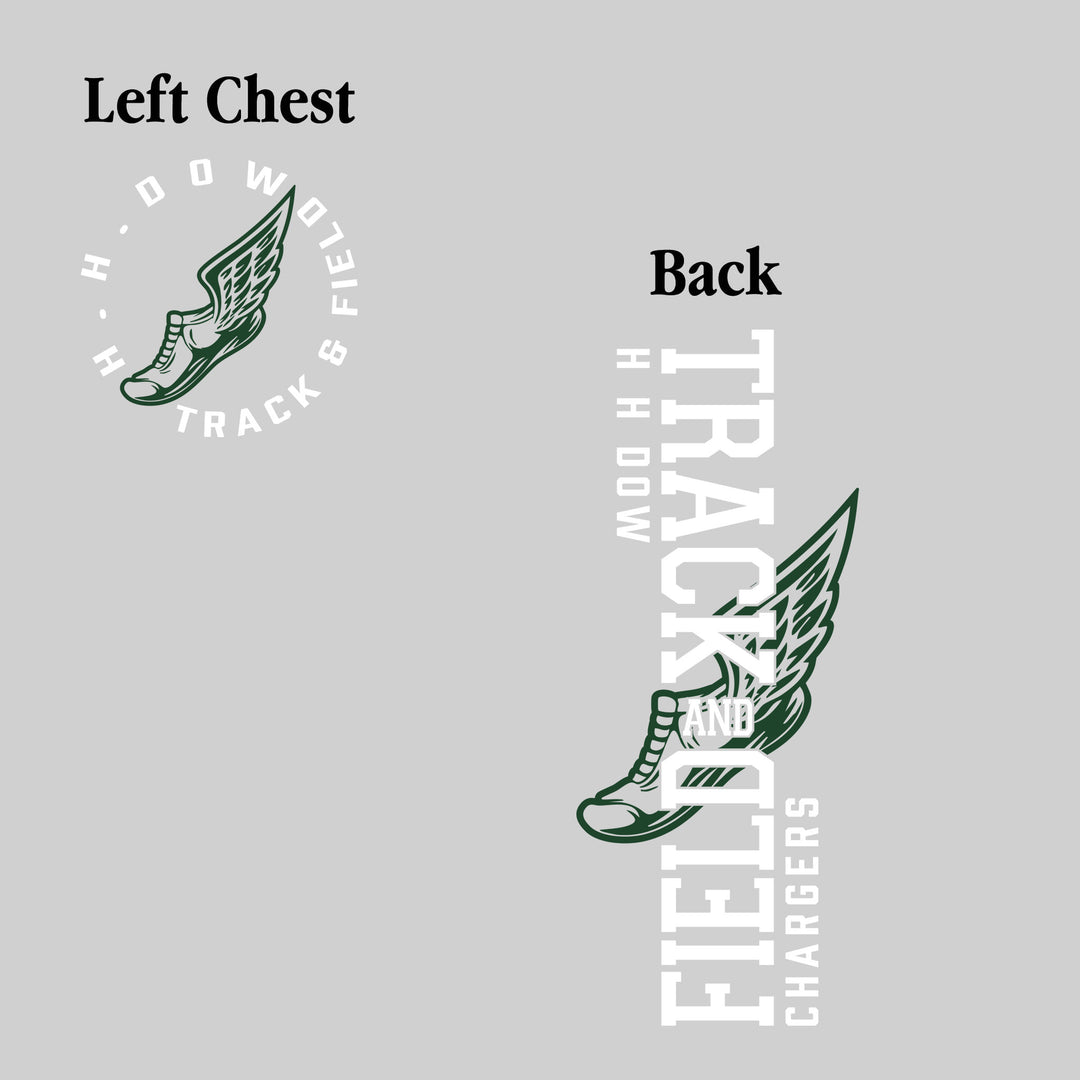 Midland Dow Chargers - Track &amp; Field - Vertical Track &amp; Field with School Name and Winged Shoe