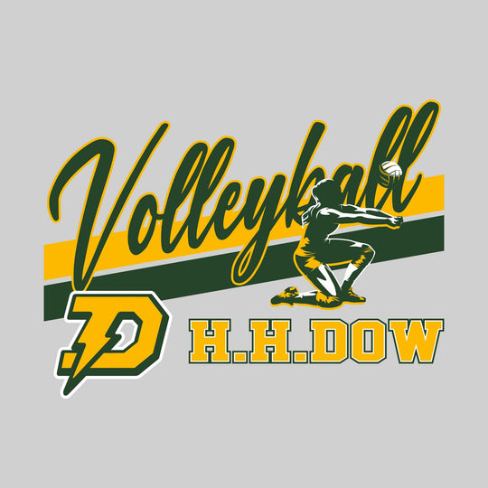 Midland Dow Chargers - Volleyball - Angled Double Stripes with Player and Mascot