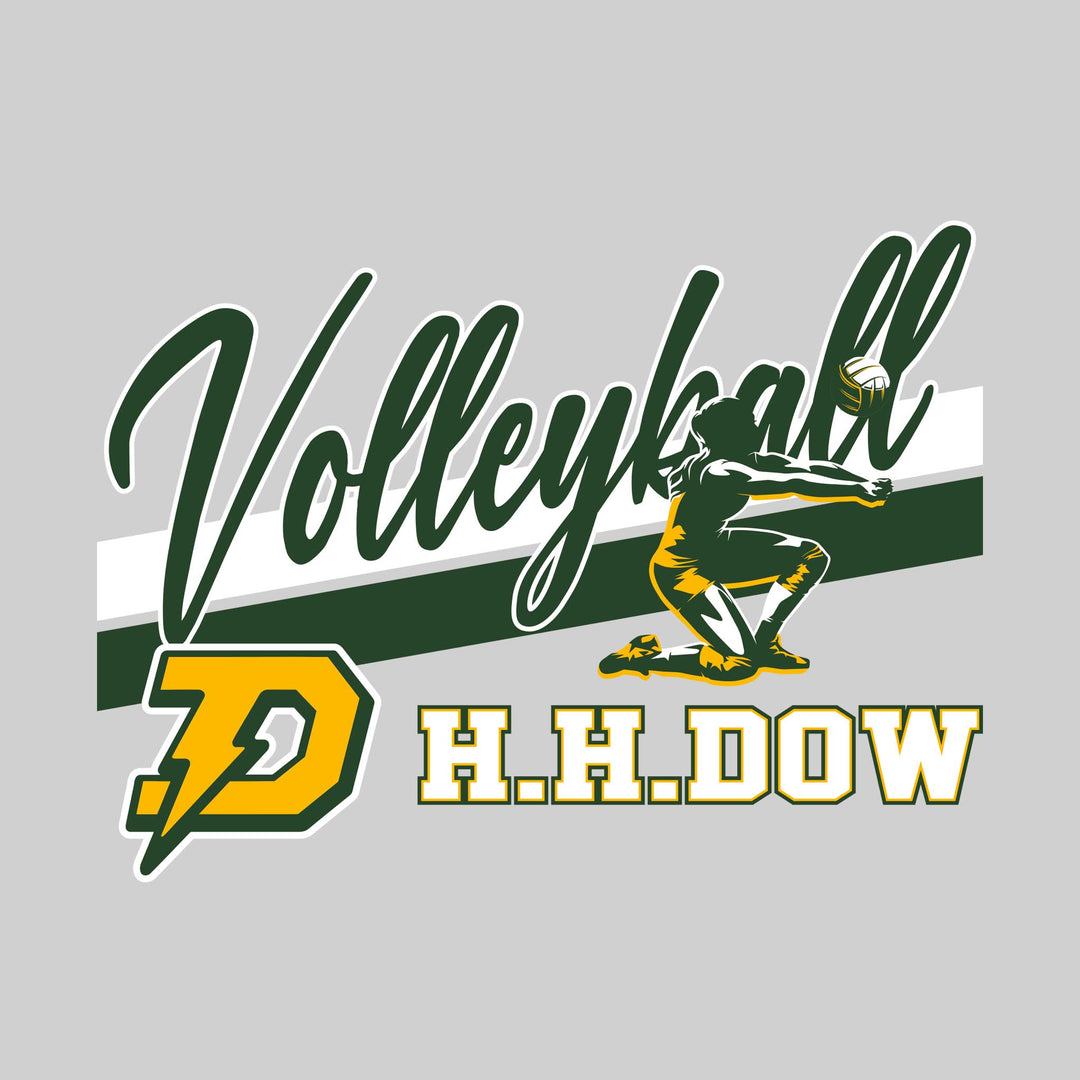 Midland Dow Chargers - Volleyball - Angled Double Stripes with Player and Mascot