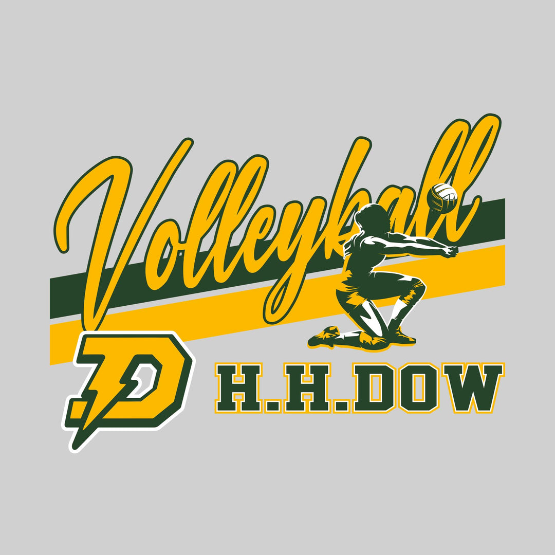Midland Dow Chargers - Volleyball - Angled Double Stripes with Player and Mascot