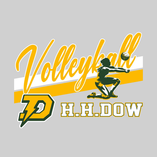 Midland Dow Chargers - Volleyball - Angled Double Stripes with Player and Mascot