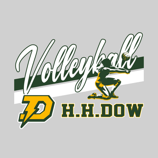 Midland Dow Chargers - Volleyball - Angled Double Stripes with Player and Mascot