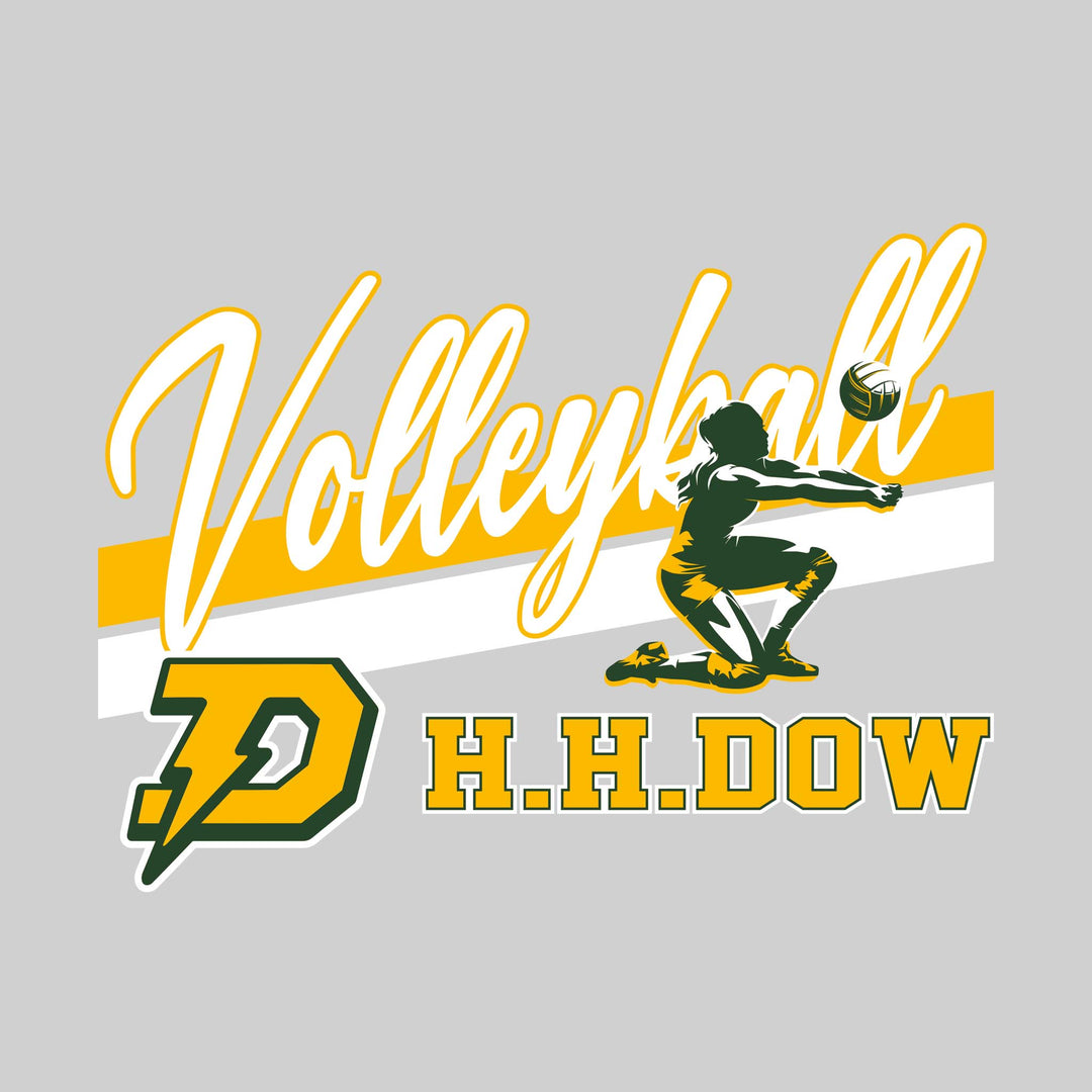 Midland Dow Chargers - Volleyball - Angled Double Stripes with Player and Mascot
