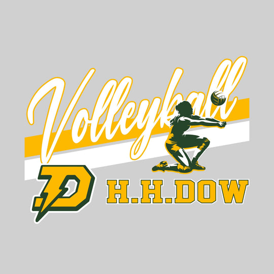 Midland Dow Chargers - Volleyball - Angled Double Stripes with Player and Mascot