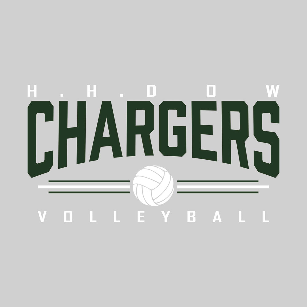 Midland Dow Chargers - Volleyball - Arched Mascot Name with Volleyball and Color Lines