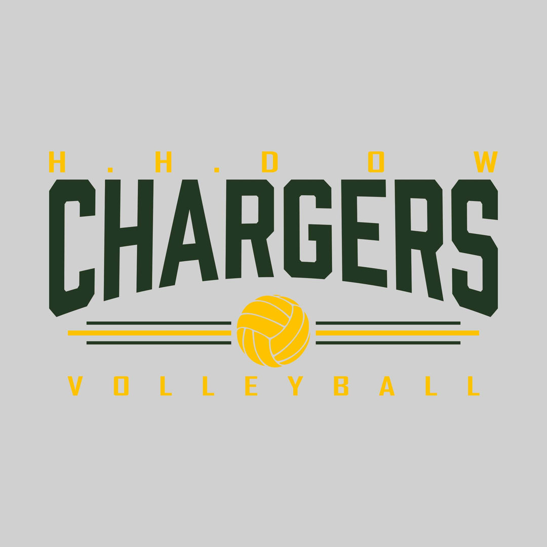 Midland Dow Chargers - Volleyball - Arched Mascot Name with Volleyball and Color Lines