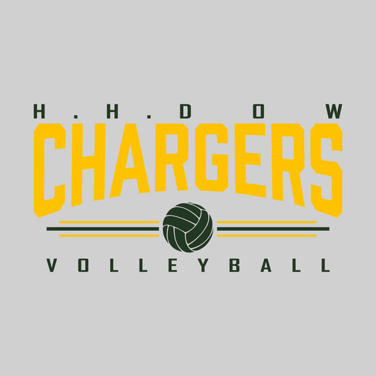 Midland Dow Chargers - Volleyball - Arched Mascot Name with Volleyball and Color Lines