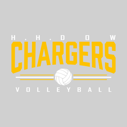 Midland Dow Chargers - Volleyball - Arched Mascot Name with Volleyball and Color Lines