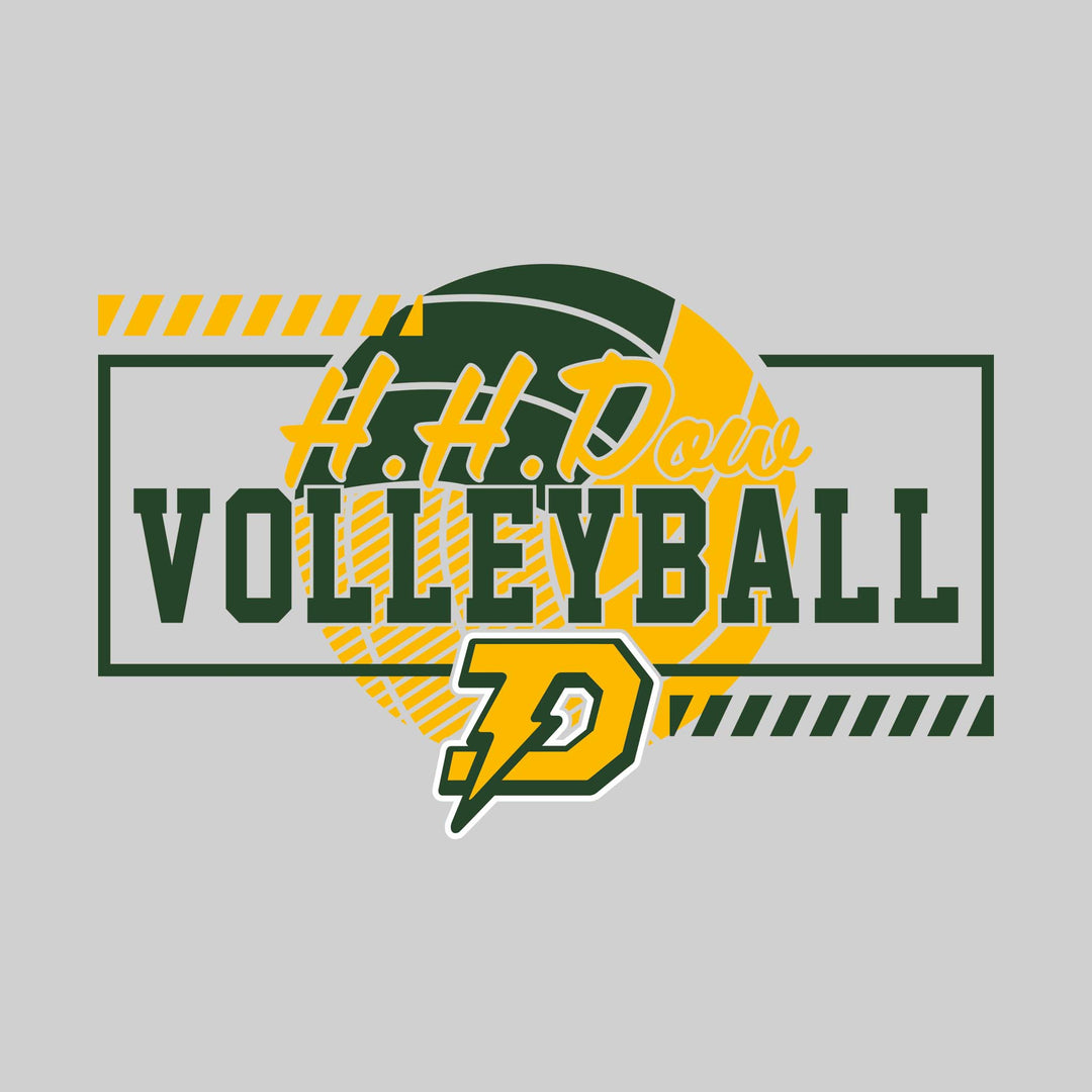 Midland Dow Chargers - Volleyball - Framed School Name with Volleyball Shape &amp; Mascot