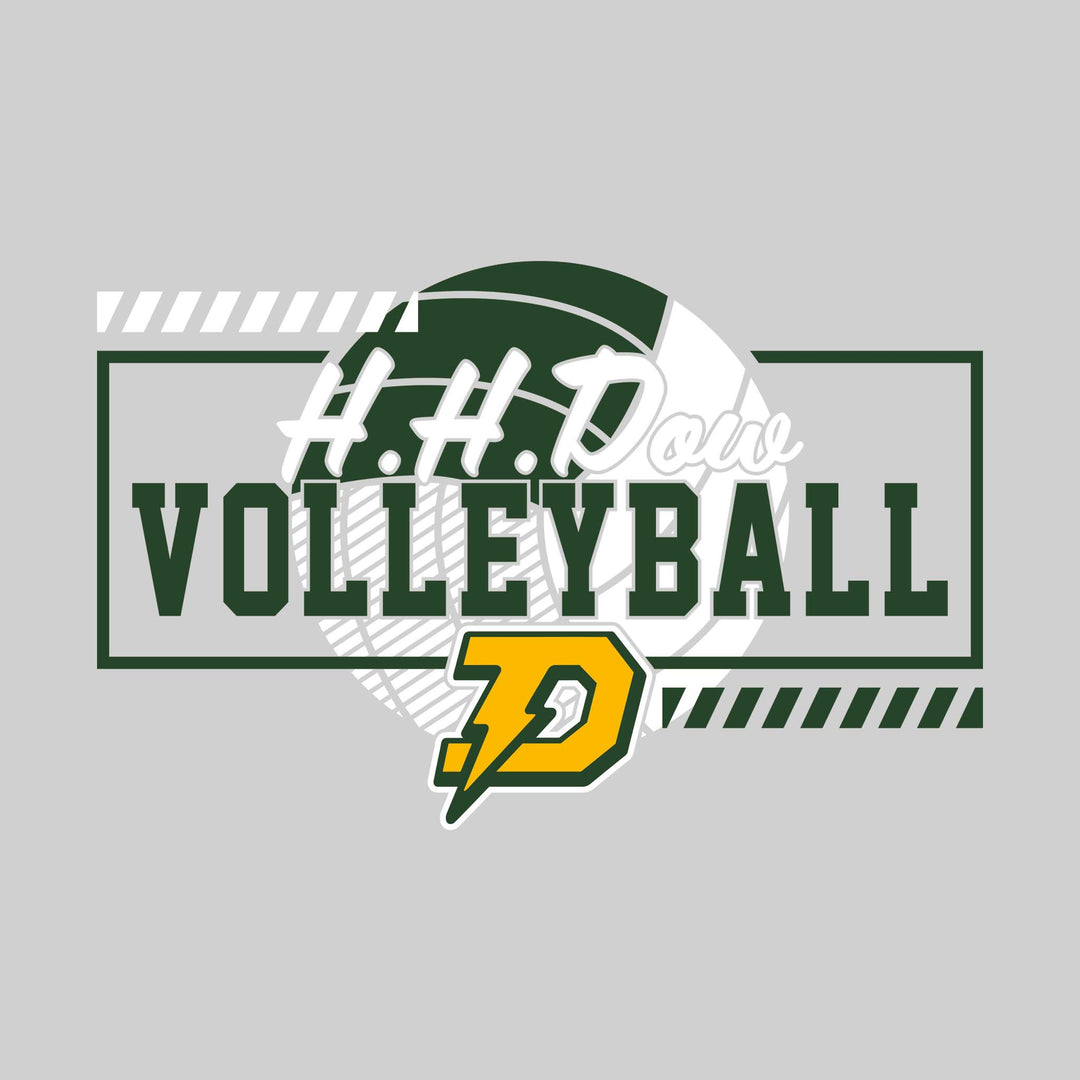 Midland Dow Chargers - Volleyball - Framed School Name with Volleyball Shape &amp; Mascot