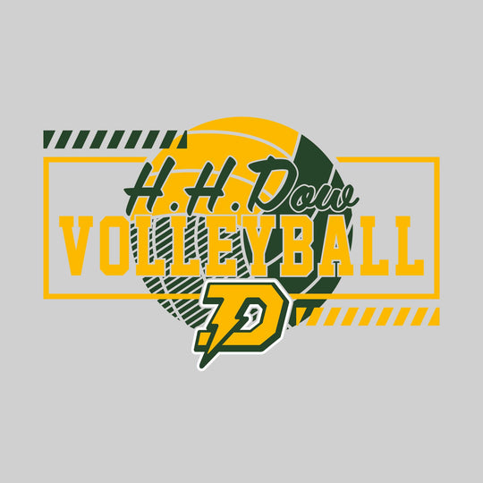 Midland Dow Chargers - Volleyball - Framed School Name with Volleyball Shape &amp; Mascot