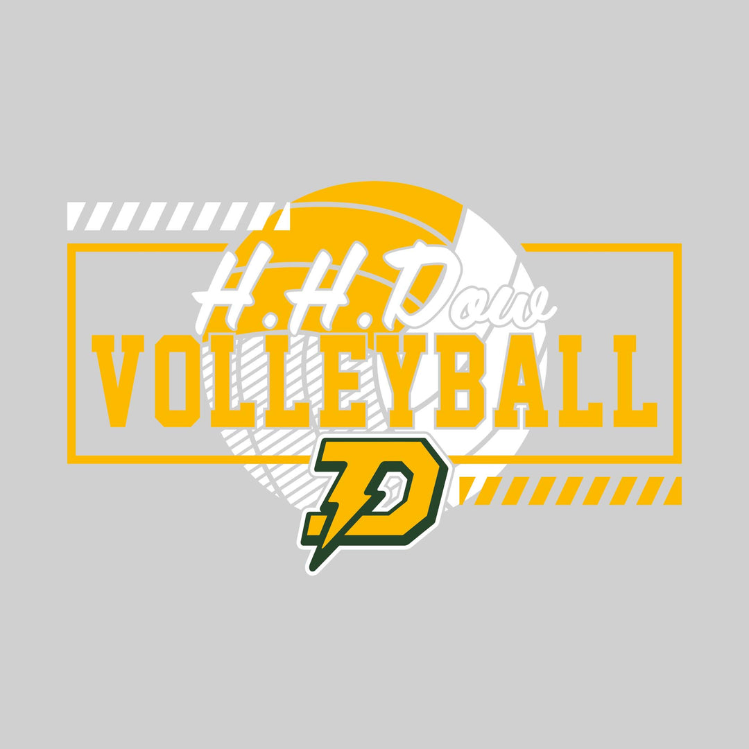 Midland Dow Chargers - Volleyball - Framed School Name with Volleyball Shape &amp; Mascot