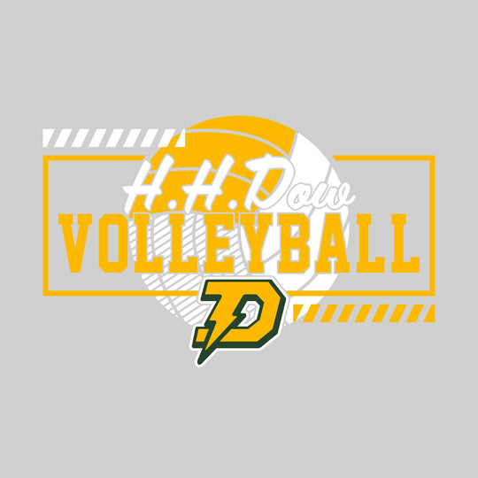 Midland Dow Chargers - Volleyball - Framed School Name with Volleyball Shape &amp; Mascot