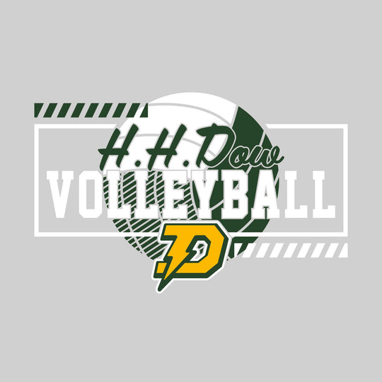 Midland Dow Chargers - Volleyball - Framed School Name with Volleyball Shape &amp; Mascot