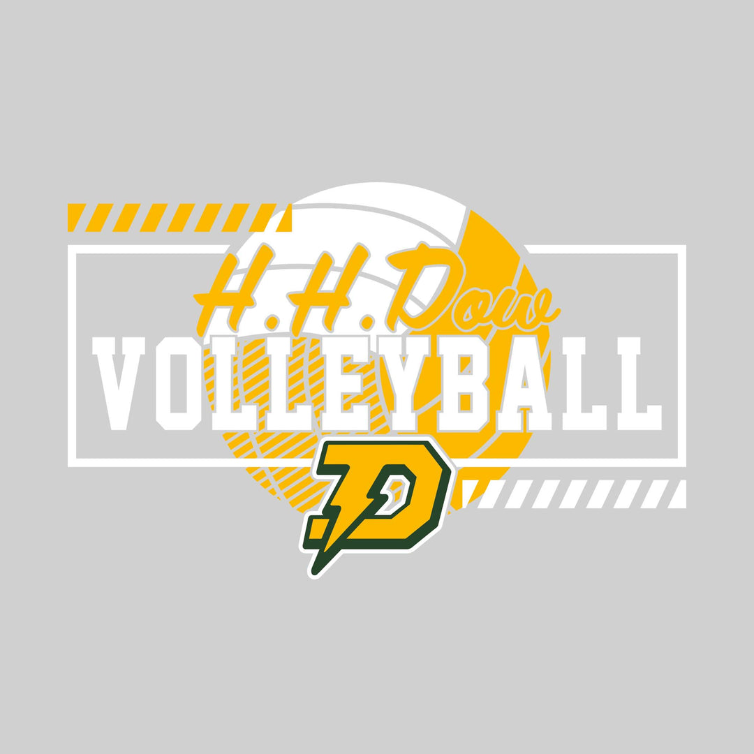 Midland Dow Chargers - Volleyball - Framed School Name with Volleyball Shape &amp; Mascot