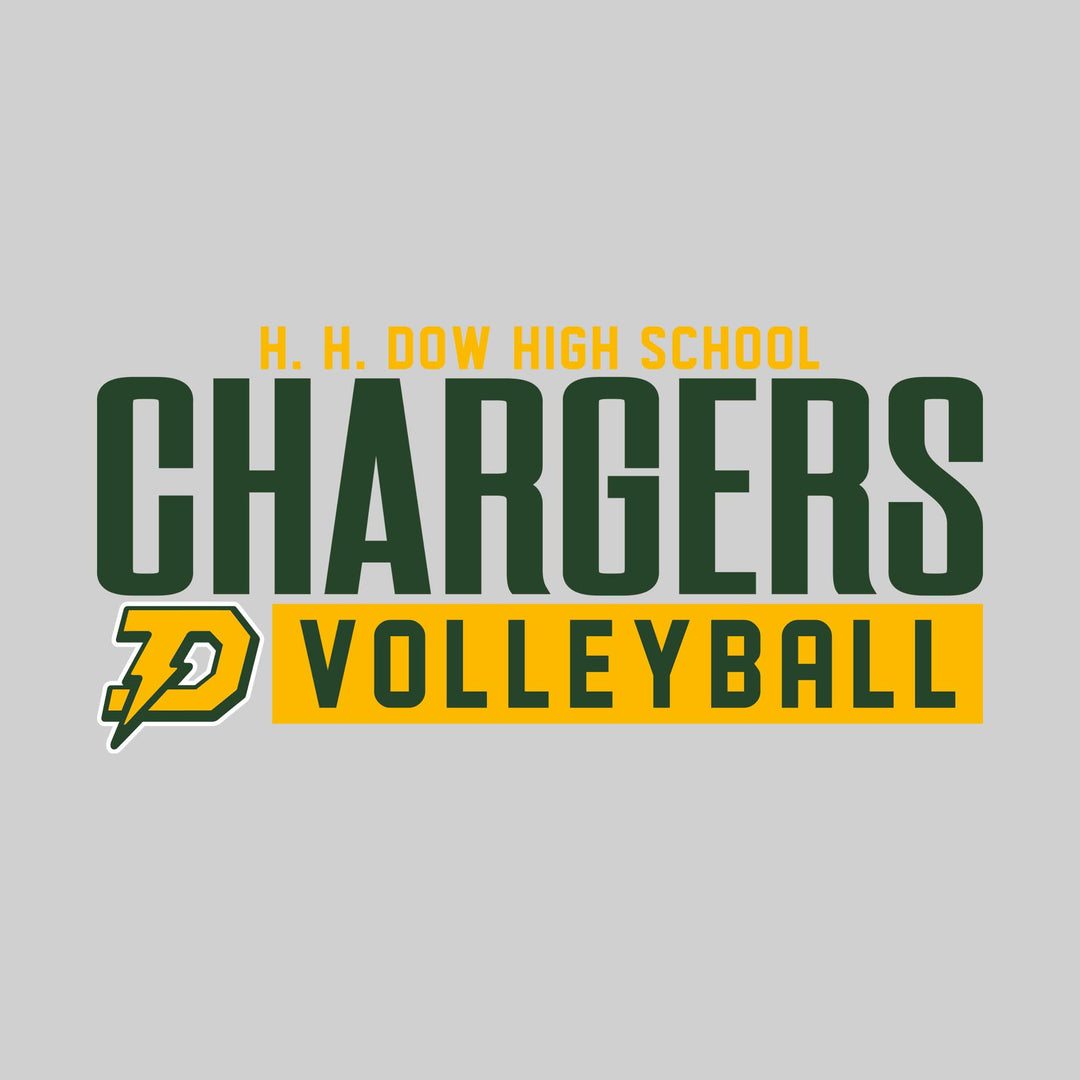 Midland Dow Chargers - Volleyball - Large Mascot Name Over Volleyball with Mascot