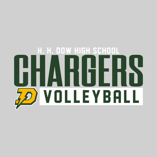 Midland Dow Chargers - Volleyball - Large Mascot Name Over Volleyball with Mascot