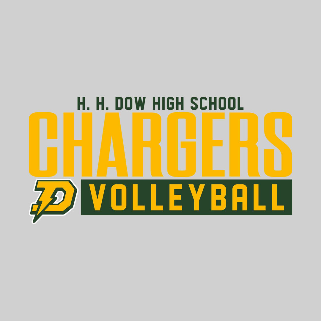 Midland Dow Chargers - Volleyball - Large Mascot Name Over Volleyball with Mascot
