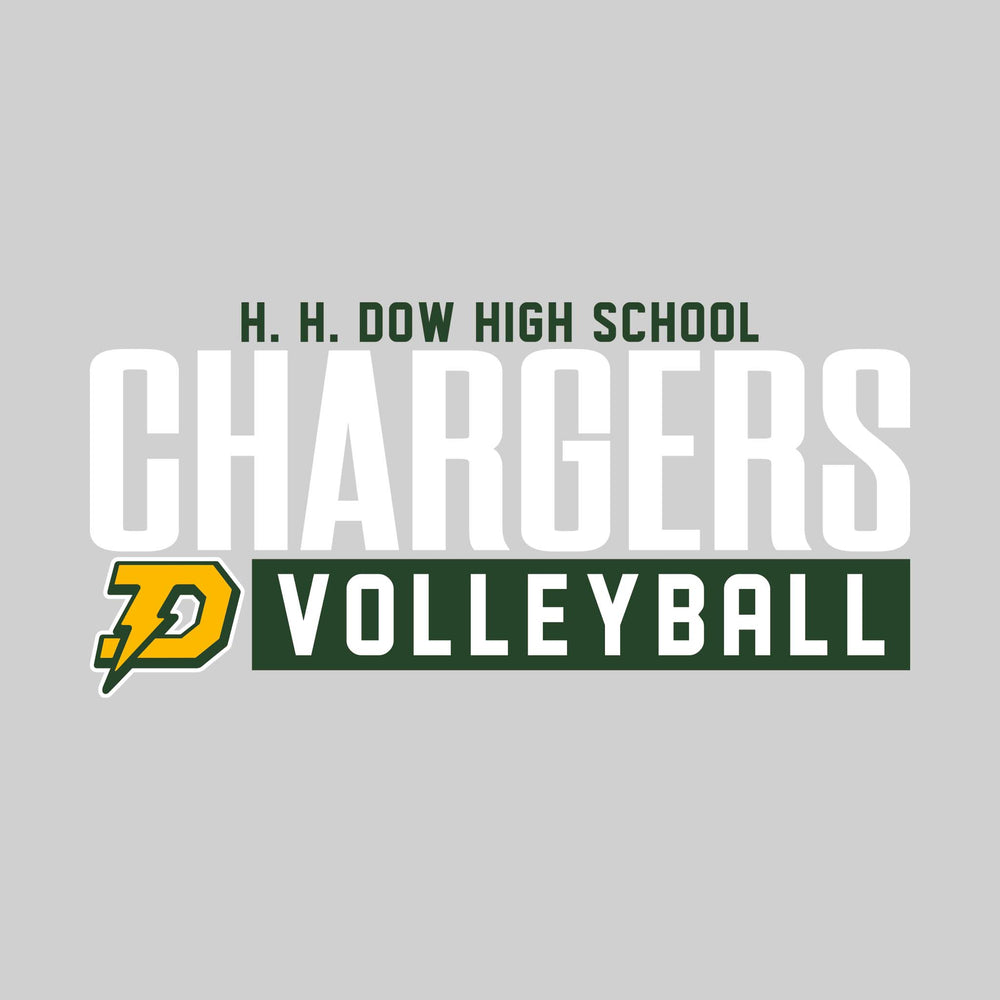Midland Dow Chargers - Volleyball - Large Mascot Name Over Volleyball with Mascot