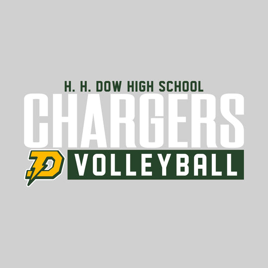 Midland Dow Chargers - Volleyball - Large Mascot Name Over Volleyball with Mascot