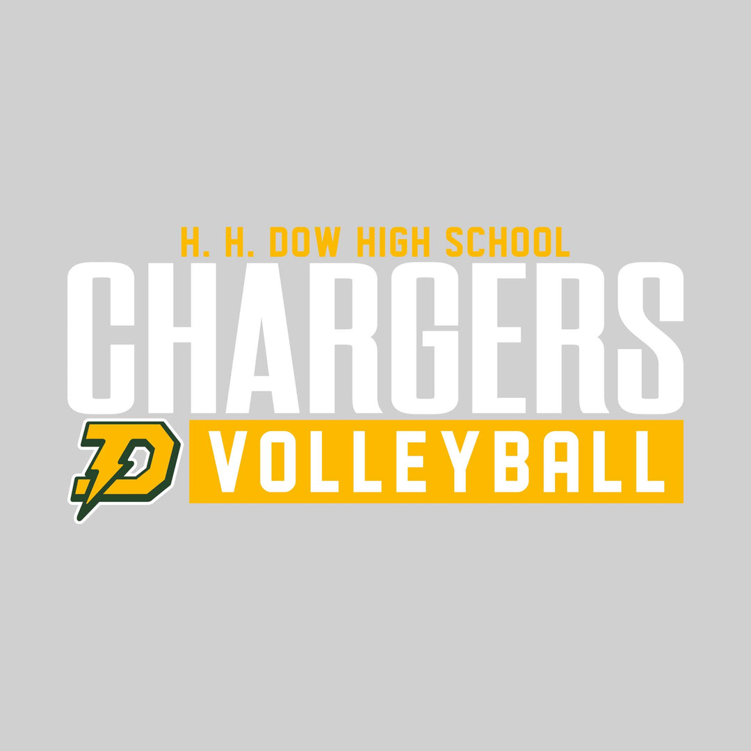 Midland Dow Chargers - Volleyball - Large Mascot Name Over Volleyball with Mascot