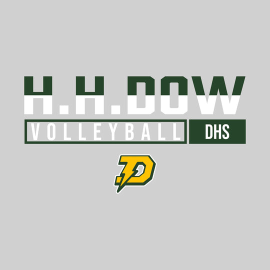 Midland Dow Chargers - Volleyball - Split-Color School Name With Acronym Over Mascot