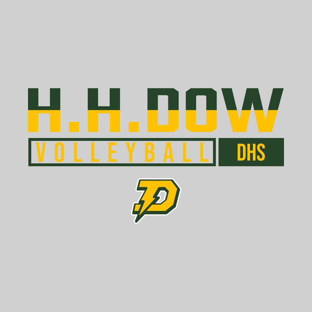 Midland Dow Chargers - Volleyball - Split-Color School Name With Acronym Over Mascot