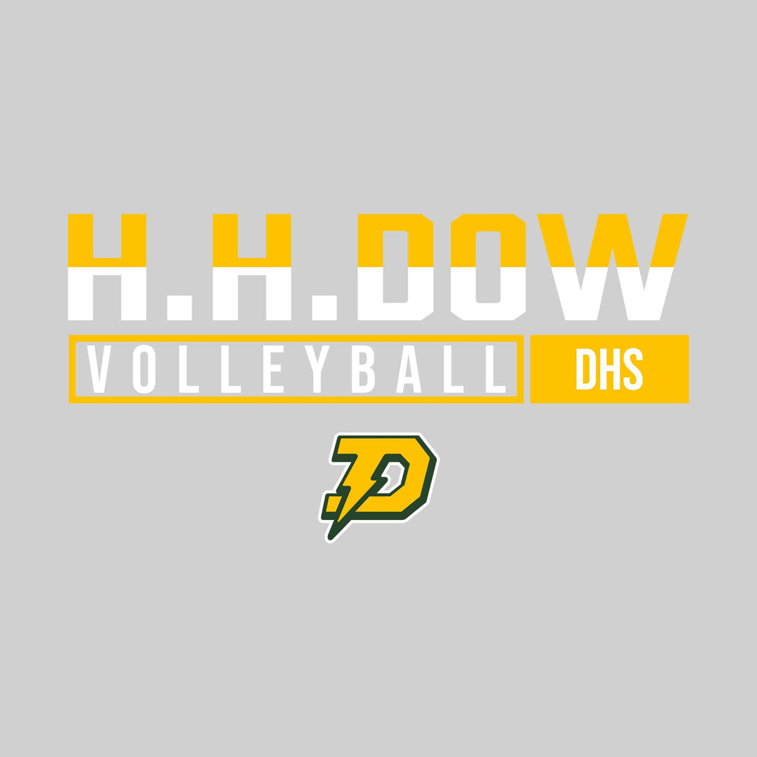 Midland Dow Chargers - Volleyball - Split-Color School Name With Acronym Over Mascot