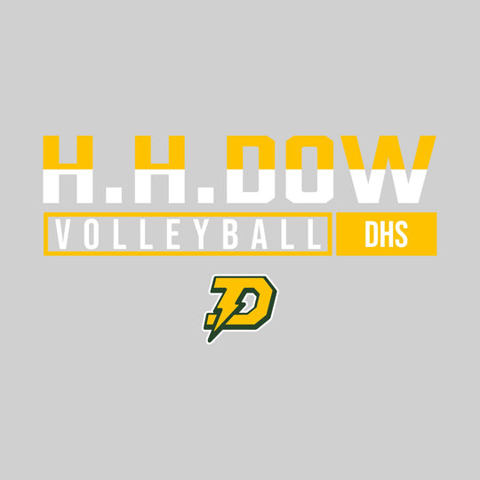 Midland Dow Chargers - Volleyball - Split-Color School Name With Acronym Over Mascot